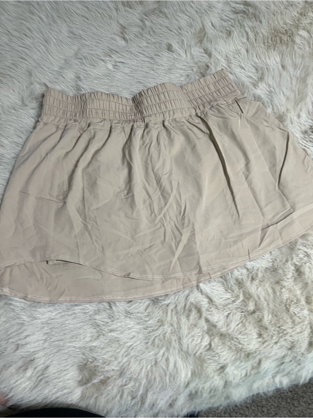Women's Beige Elastic Waist Skirt